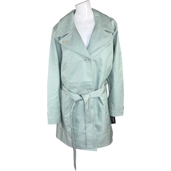 Isaac Mizrahi Live! Water Resistant Trench Coat Lining and Hood Desert Sage XL - Picture 9 of 16